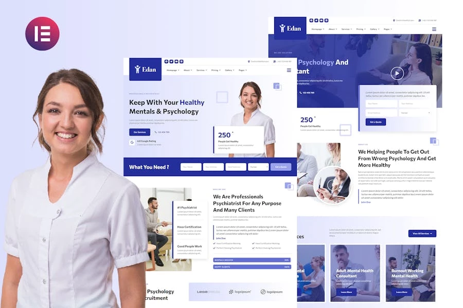 Edan – Template Kit Elementor de psicología humana y consultor