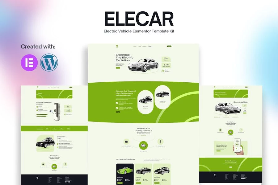 Elecar – Kit de plantillas Elementor para vehículos eléctricos