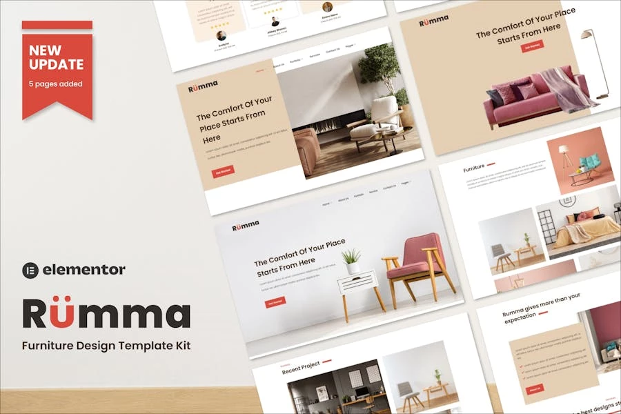 Rumma – Kit de plantillas Elementor para interiores de muebles