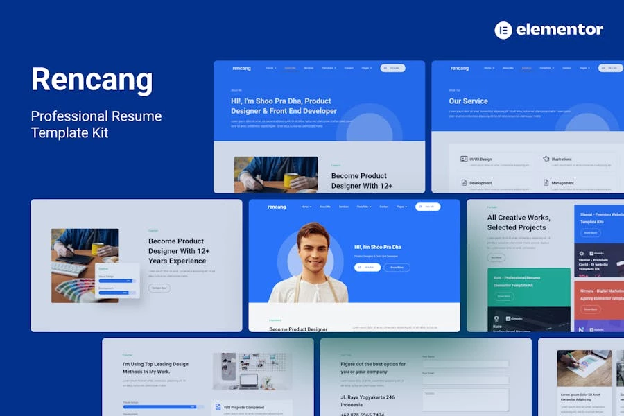 Rencang – Kit de plantillas Elementor para CV y Porfolio