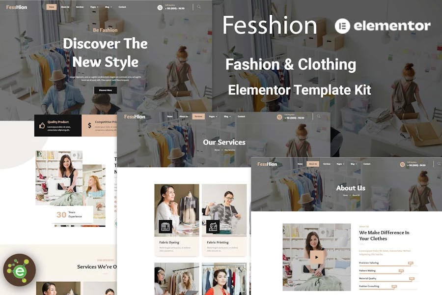 Fesshion – Template Kit Elementor de moda y ropa