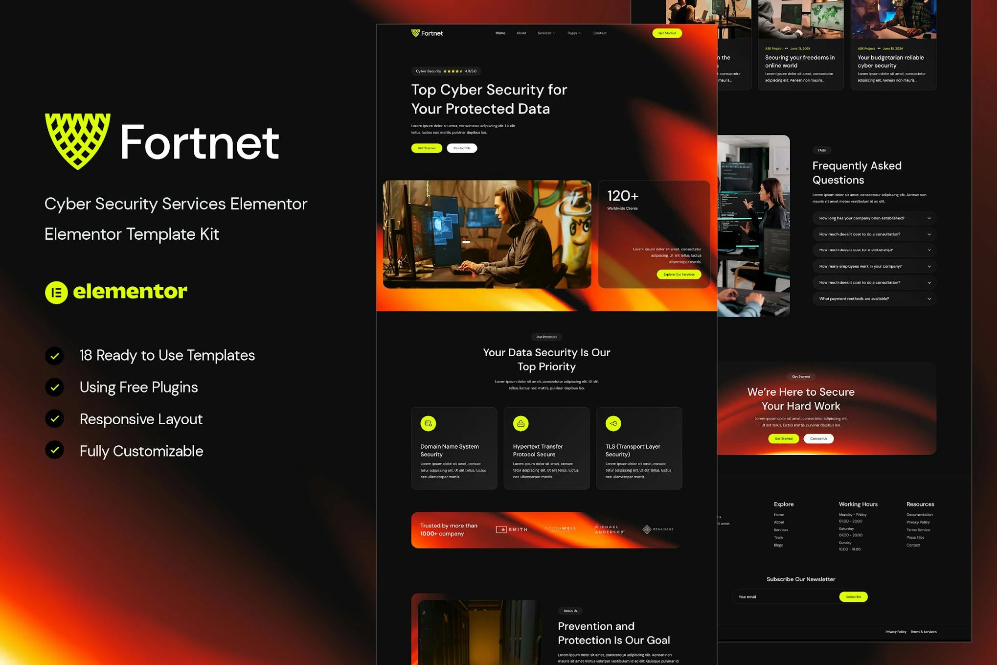 Fortnet – Kit de plantillas Elementor para servicios de ciberseguridad