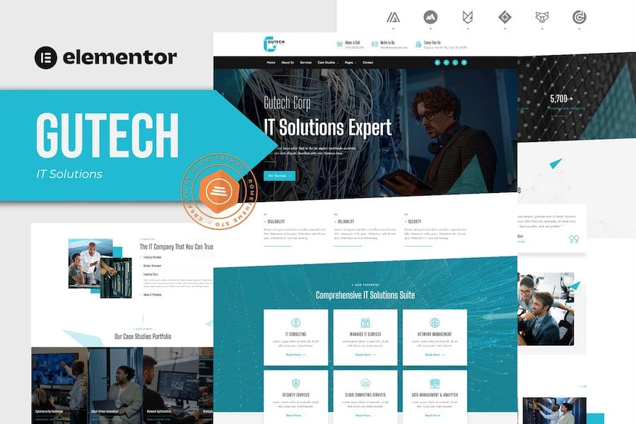 Gutech – Kit de plantillas Elementor para soluciones de TI