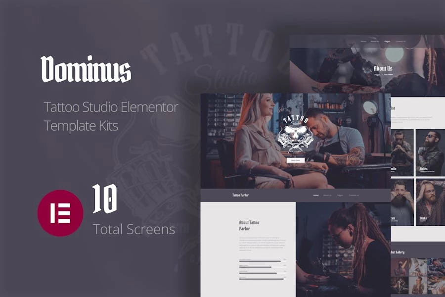Dominus – Kits de plantillas Elementor para estudio de tatuajes