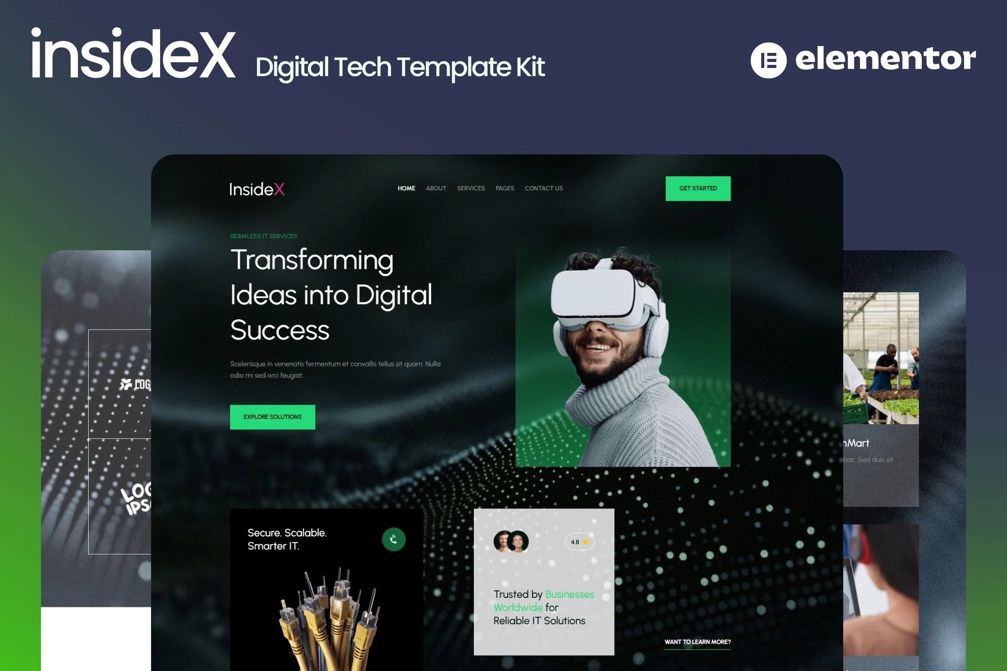 InsideX – Kits de plantillas Elementor para soluciones y servicios de TI