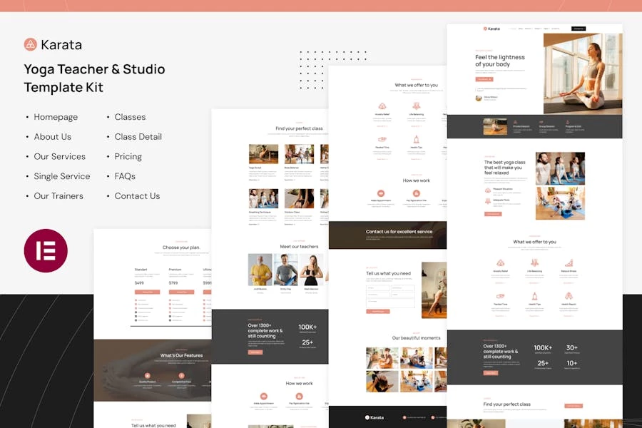 Karata – Template Kit para profesor de yoga y estudio Elementor