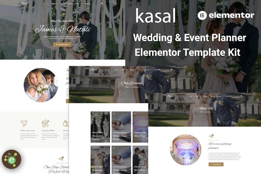 Kasal – Template Kit Elementor para planificador de bodas y eventos