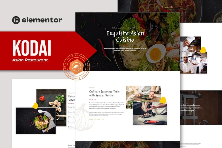 Kodai – Template Kit Elementor para restaurante asiático