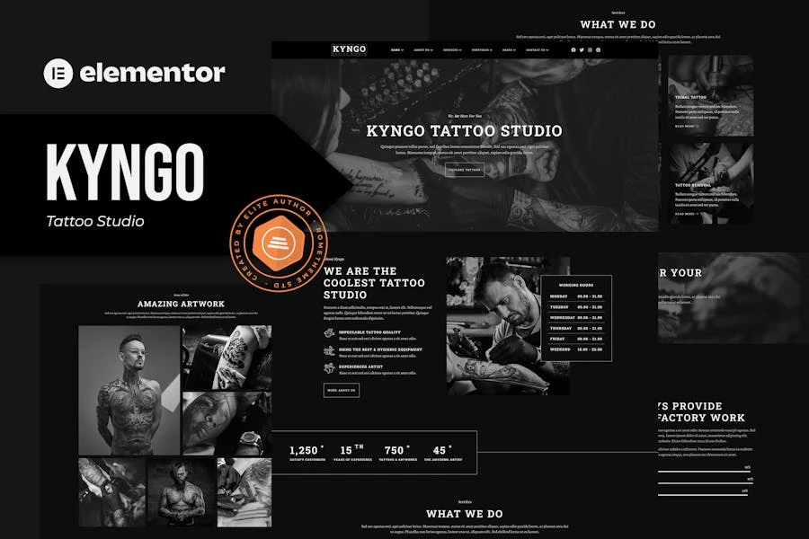 Kyngo – Template Kit Elementor para Tattoo Studio