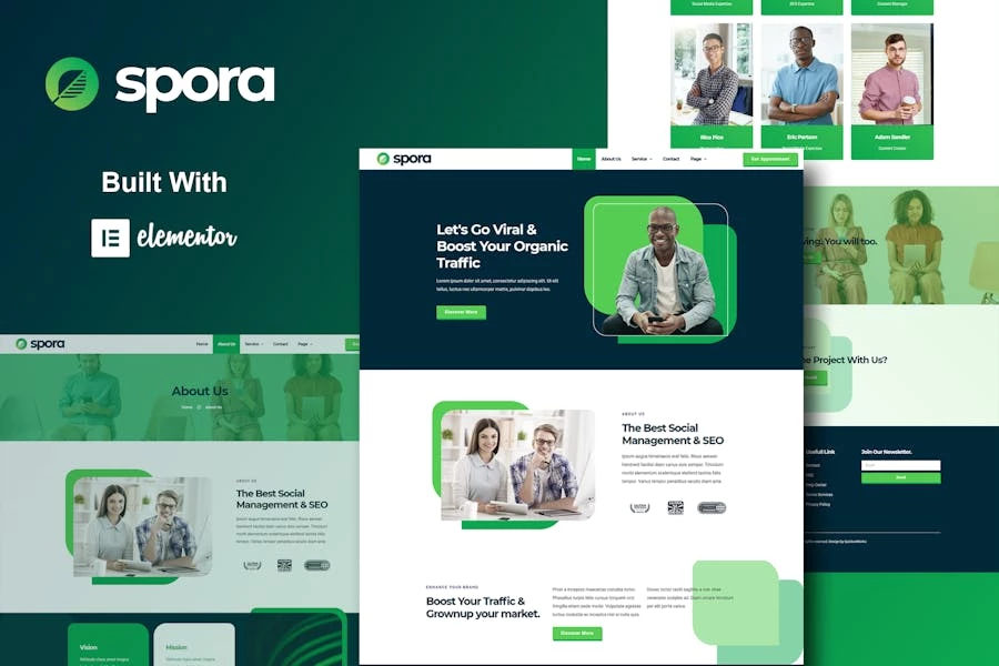Spora – Template Kits para Agencia digitales y Creative Elementor