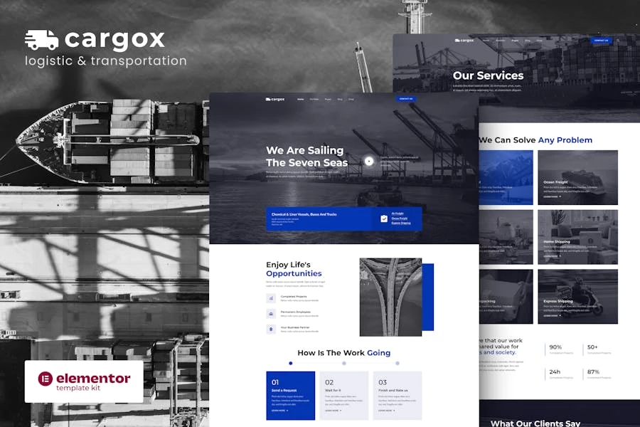 Cargox – Template Kit Elementor Pro de logística y transporte