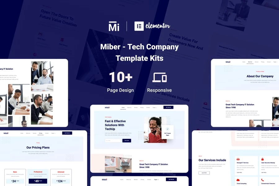 Miber – Kit de plantillas Elementor para empresas de tecnología