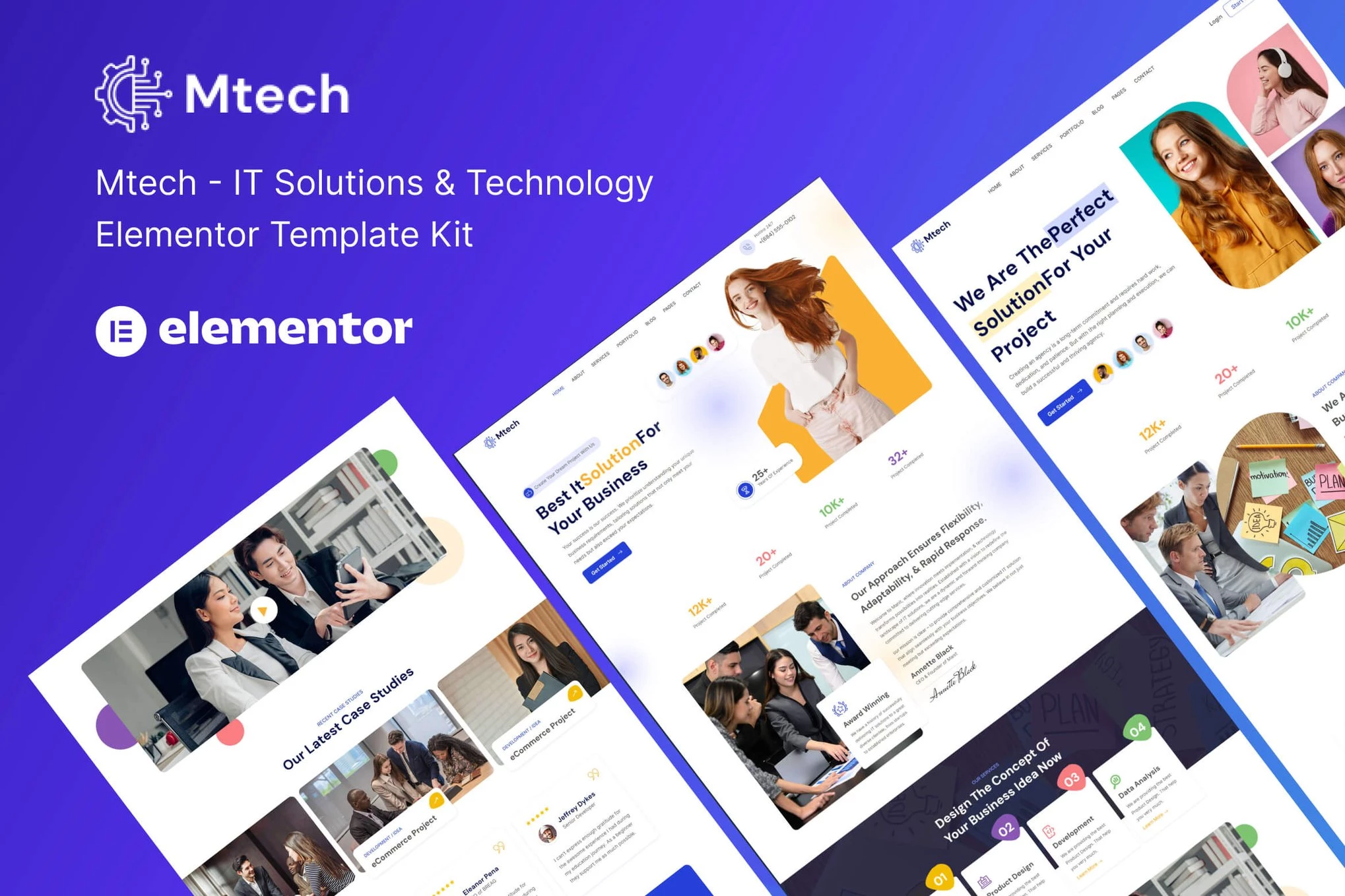 Mtech – Kit de plantillas Elementor para soluciones y tecnología de TI