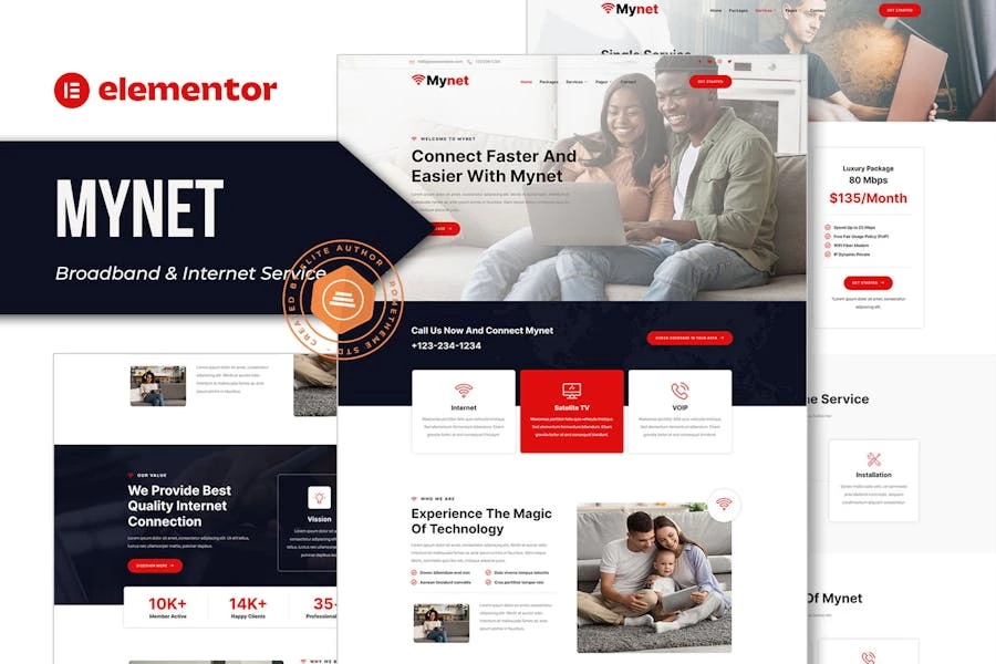 Mynet – Template Kit Elementor para proveedores de servicios de banda ancha e Internet