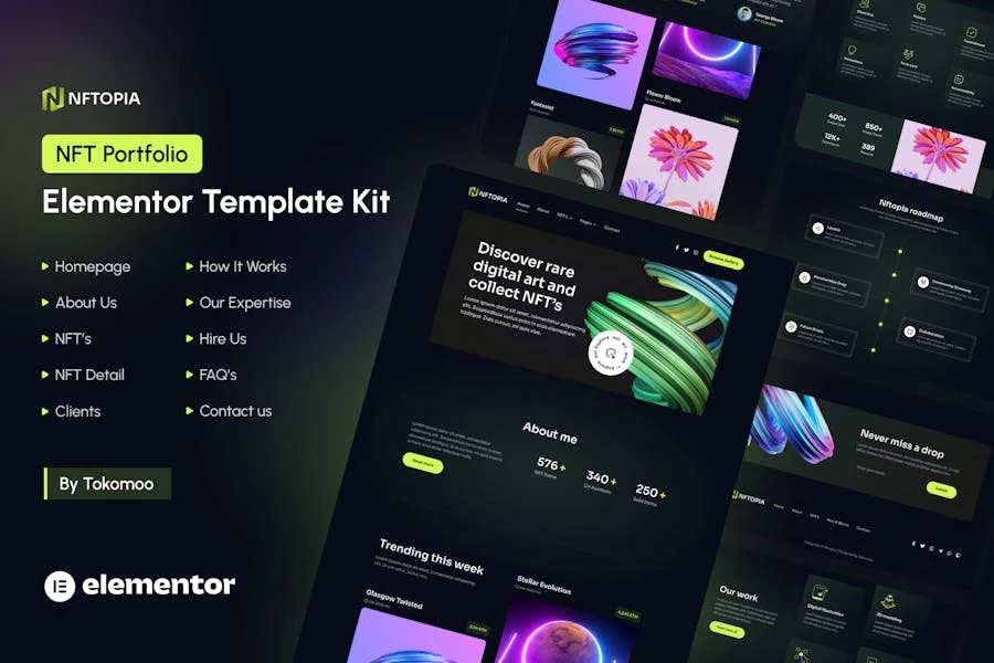 Nftopia – Template Kit NFT Porfolio Elementor Pro