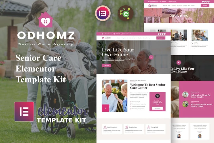 Odhomz – Template Kit para Senior Care Elementor