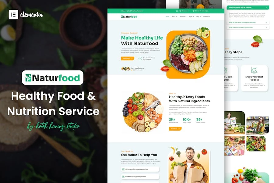 Naturfood – Template Kit Elementor para especialistas en alimentación y nutrición saludables