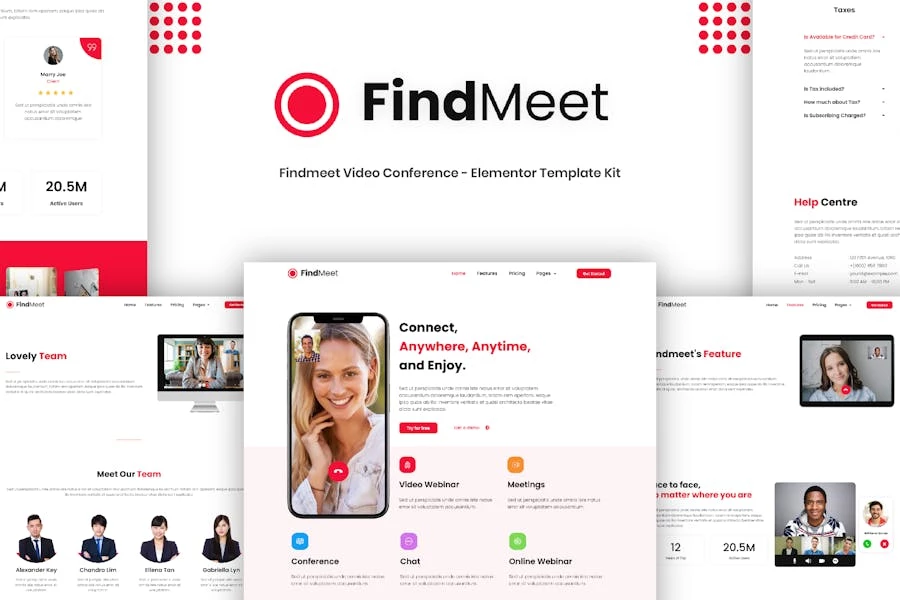 Findmeet – Template Kit de videoconferencia Elementor