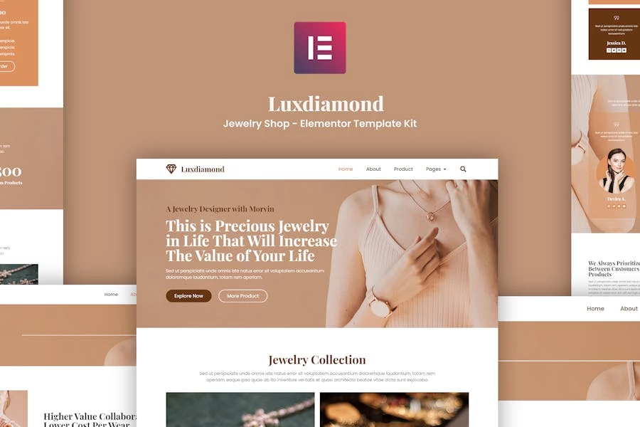 Luxdiamond – Template Kit Elementor para joyería