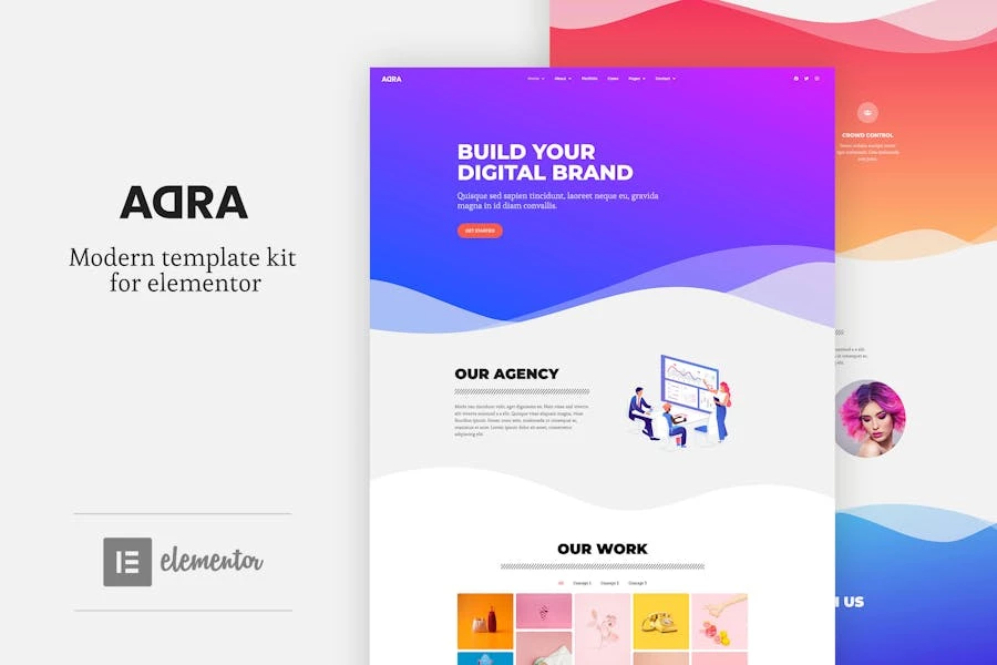 Adra – Kit de Plantillas Elementor modernas y creativas
