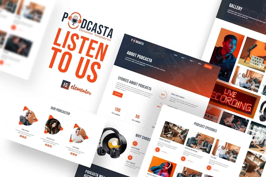 Podcasta – Kit de plantillas Elementor para podcasts y streaming