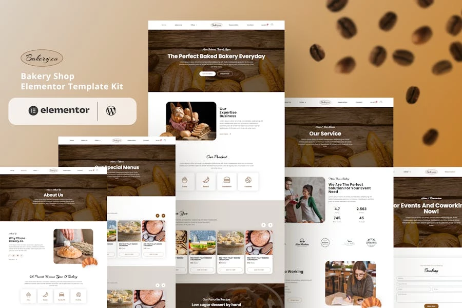 Bakery.co – Kit de plantillas Elementor para panadería
