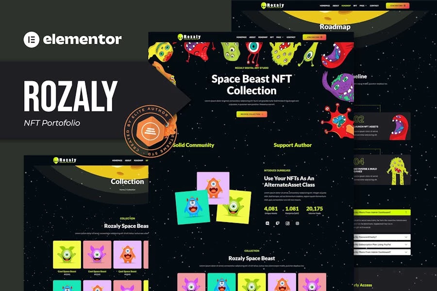 Rozaly – Template Kit NFT Portofolio Elementor