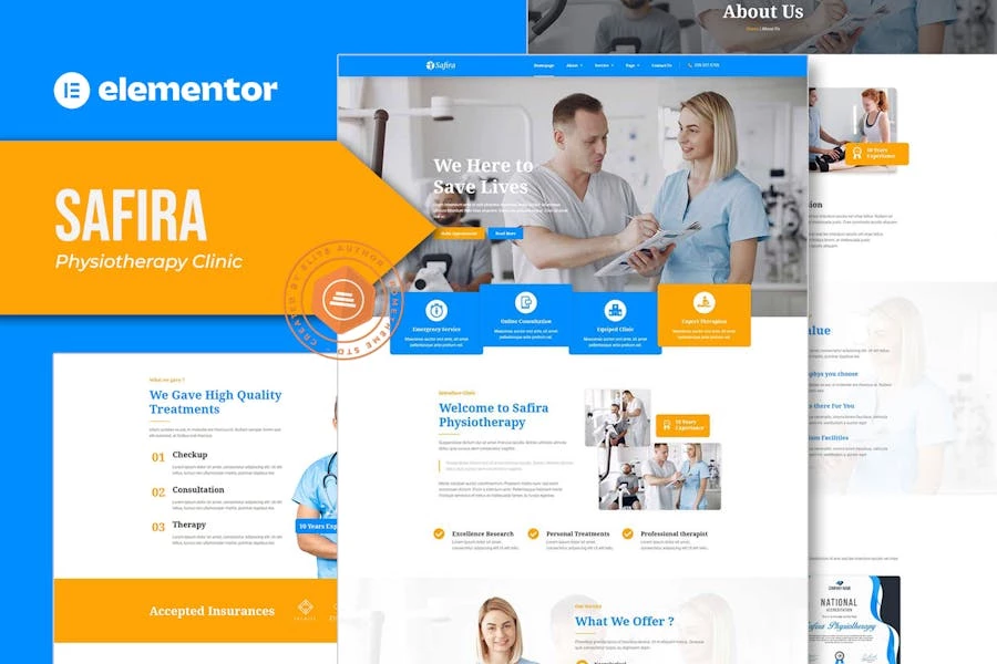 Safira – Template Kit Elementor de Fisioterapia