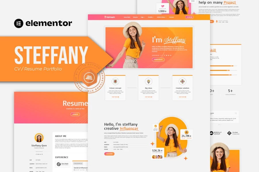 Steffany – Template Kit de currículum vitae Elementor Pro