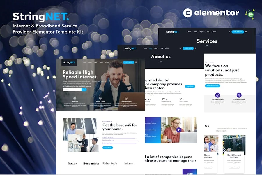 StringNet – Template Kit Elementor para proveedores de servicios de Internet y banda