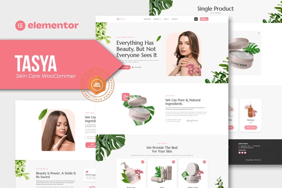 Tasya – Template Kit de Elementor para el cuidado de la piel