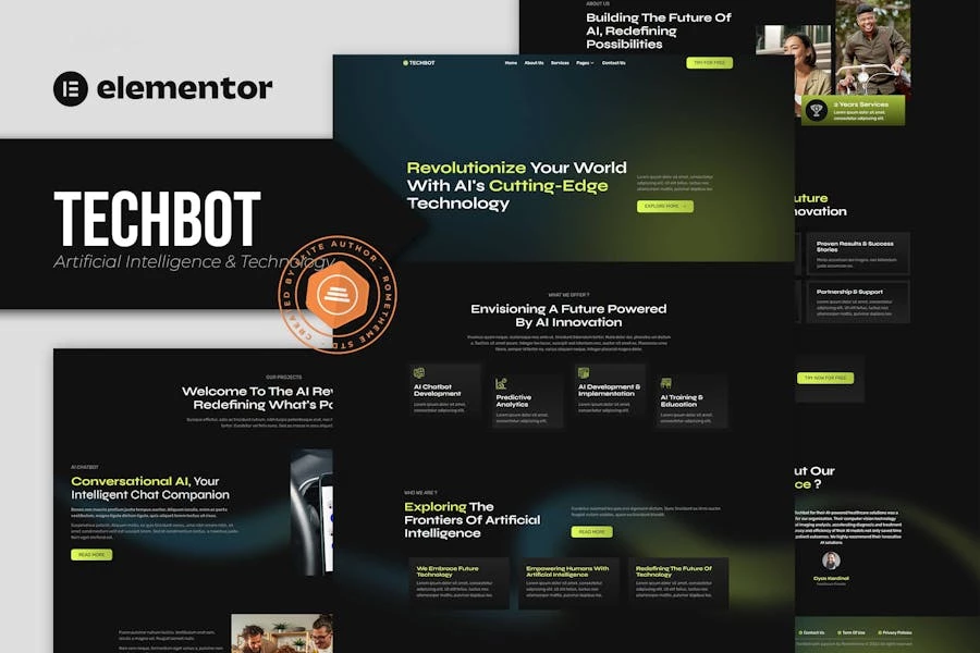Techbot – Kit de plantillas Elementor de servicios de tecnología e inteligencia artificial