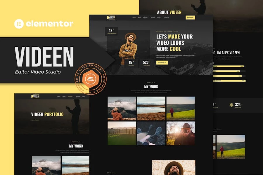 Videen – Template Kit de Elementor de Studio Editor de vídeo