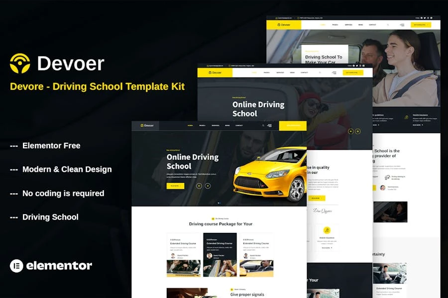 Devore – Template Kit Elementor para autoescuela