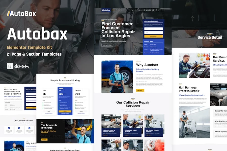 Autobax – Template Kit Elementor Pro para talleres de reparación de carrocerías