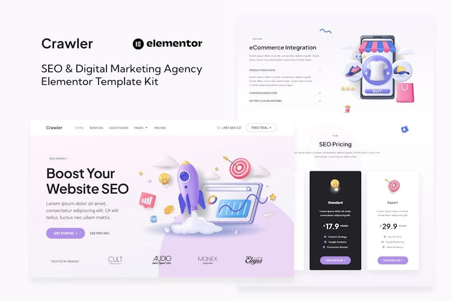 Crawler – Template Kit Elementor para Agencia de SEO y marketing digital
