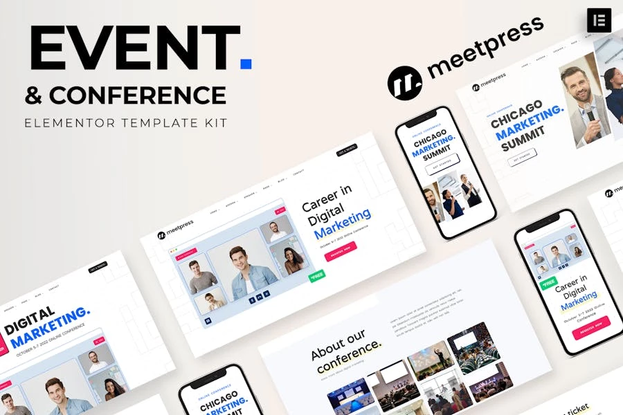 Meetpress – Template Kit Elementor para eventos y conferencias