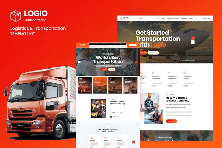 Logio – Template Kit Elementor de logística y transporte