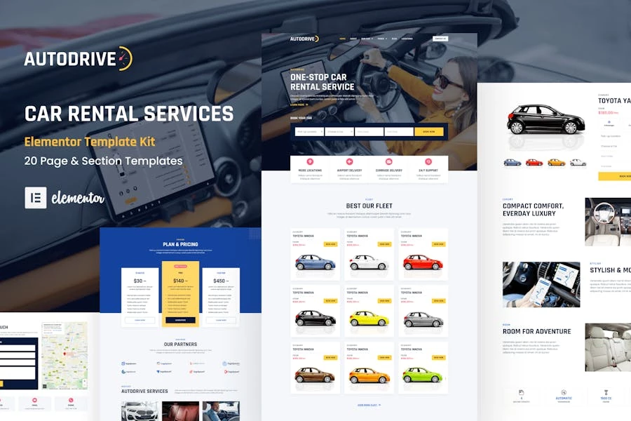 Autodrive – Kit de plantillas Elementor para alquiler y concesionario
