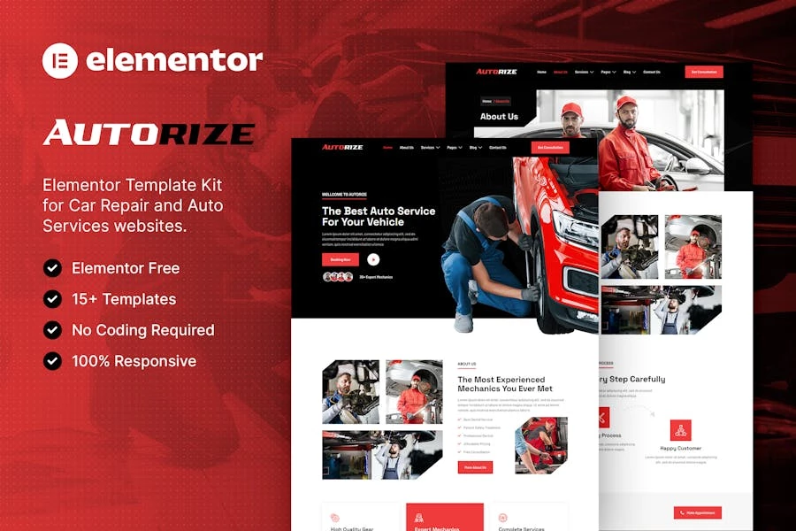 Autorize – Template Kit Elementor para reparación de automóviles y servicios automotrices