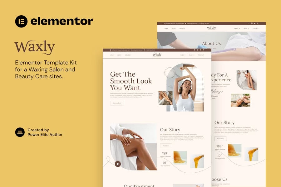 Waxly – Template Kit de Elementor para salón de depilación y cuidado