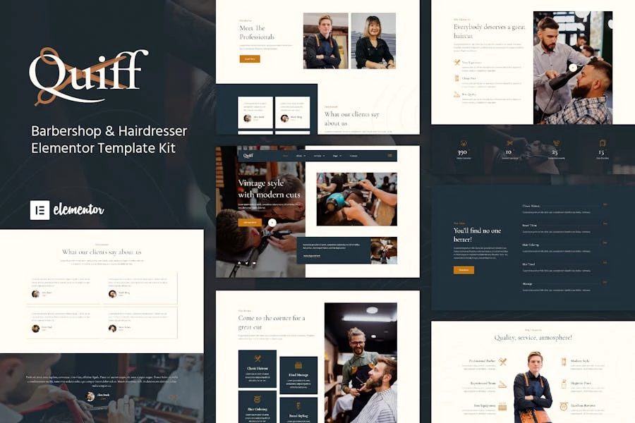 Quiff – Template Kit Elementor para barberías y peluquerías