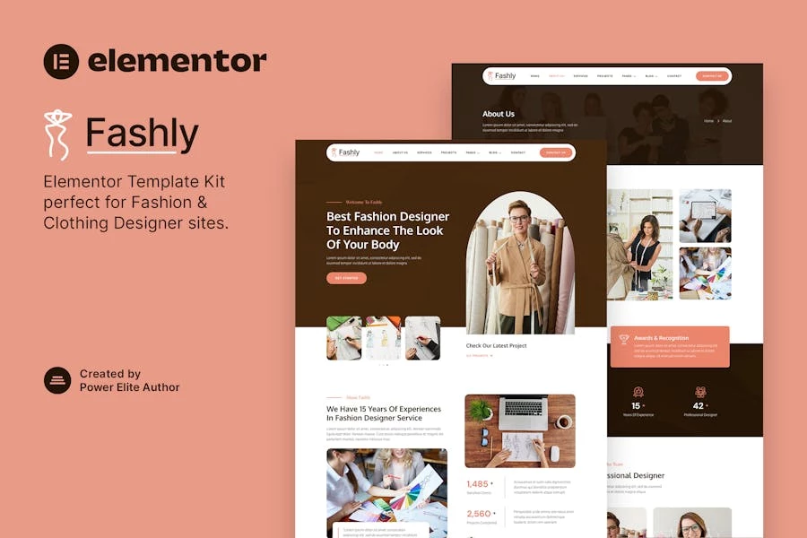 Fashly – Template Kit Elementor para diseñadores de moda y ropa
