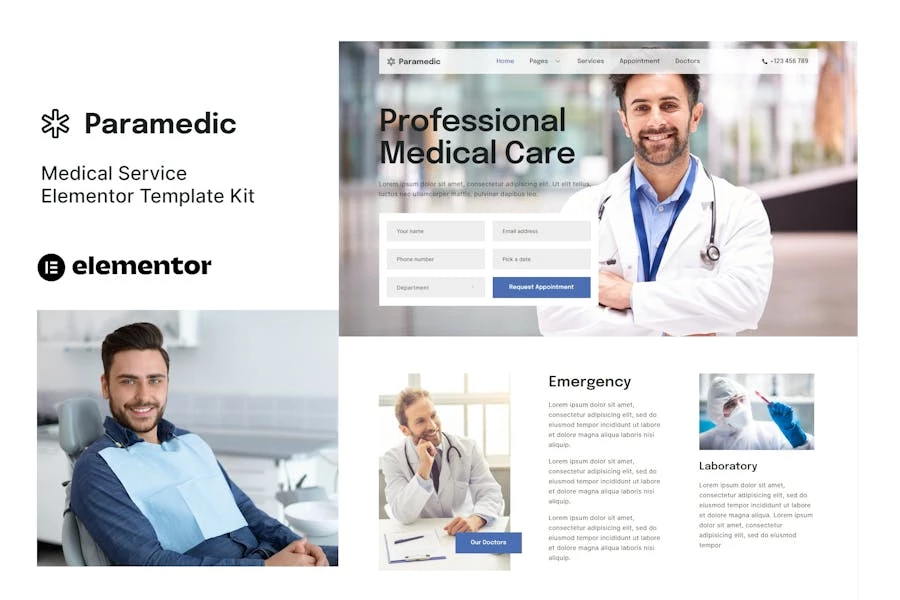 Paramédico – Template Kit de Elementor médico