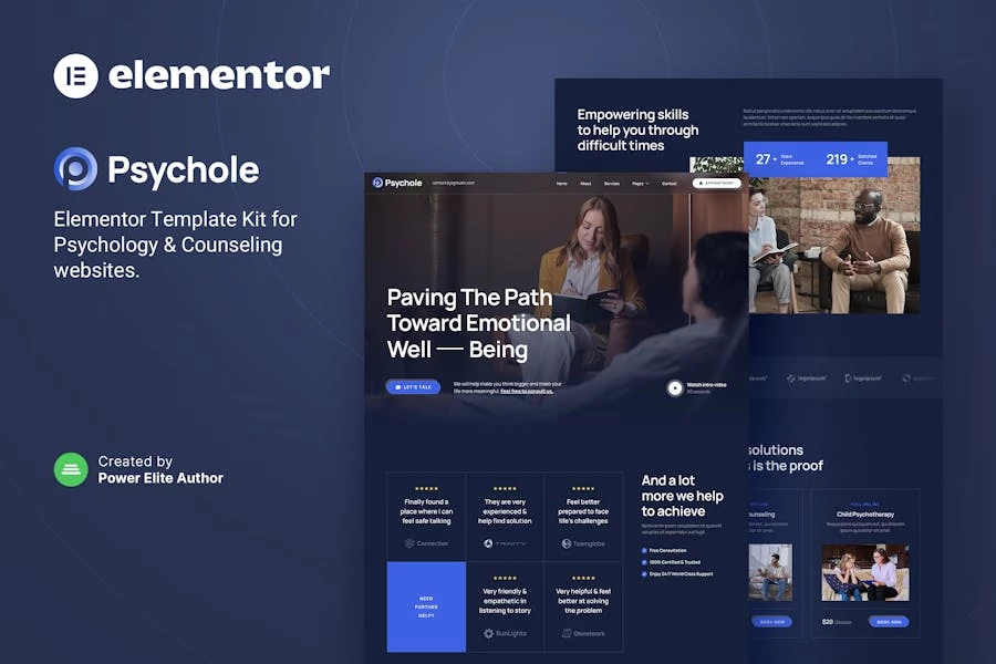 Psychole — Template Kit Elementor de psicología y asesoramiento