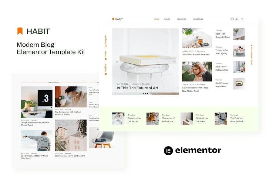 Habit – Template Kit Elementor para blogs modernos