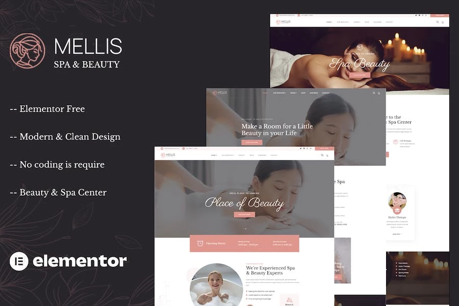 Mellis – Template Kit Elementor para belleza y spa