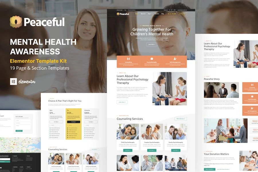 Peaceful – Template Kit Elementor de WordPress para concienciación