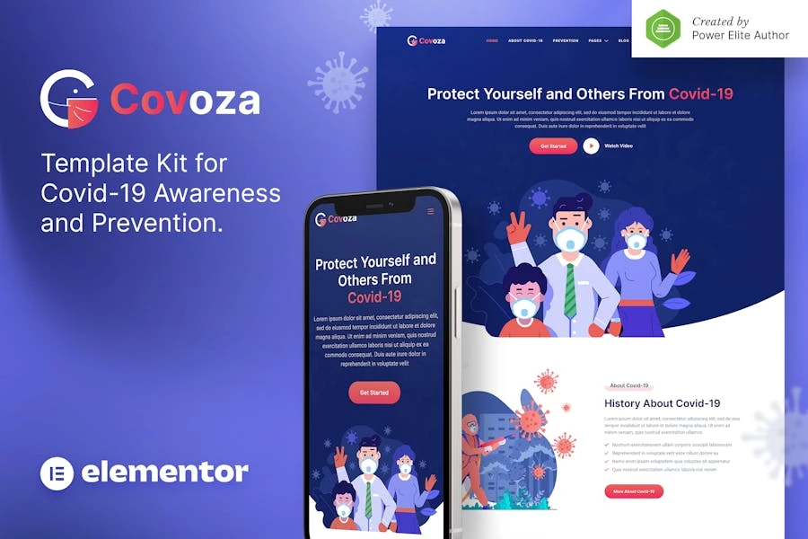 Covoza — Kit de plantillas Elementor de concientización y prevención de la COVID-19