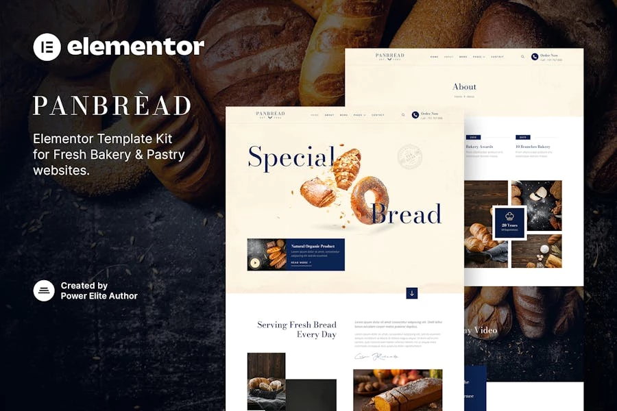 Panbread – Template Kit Elementor para panadería y pastelería fresca
